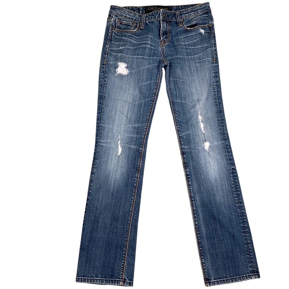 Cult of Individuality Jeans Womens 30W 33L Blue Straight Leg Distressed 712-1090